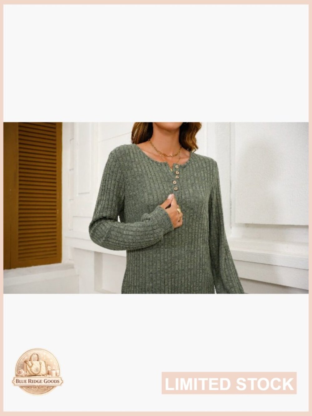 Front Button Tunic Sweater Crewneck Long Sleeve Fall Fashion Trendy Striped - Picture 6 of 7
